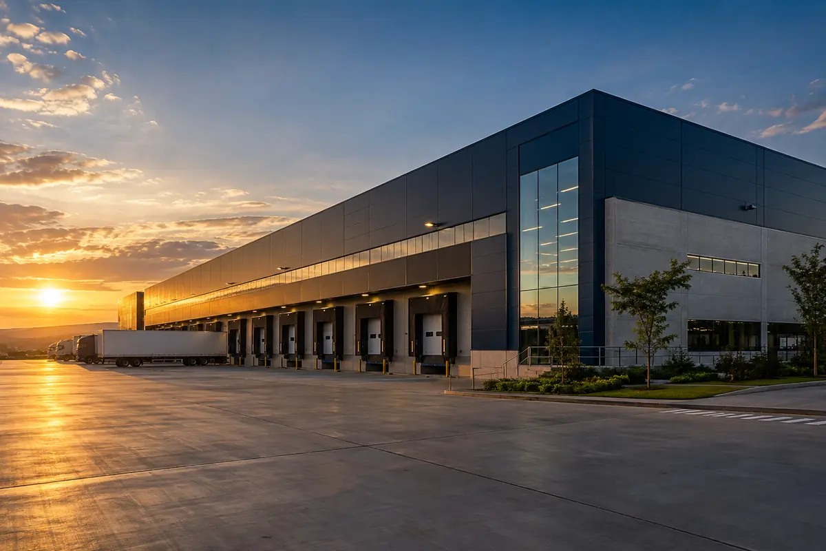 Centro empresarial e logístico, representando regulação de sinistros empresariais